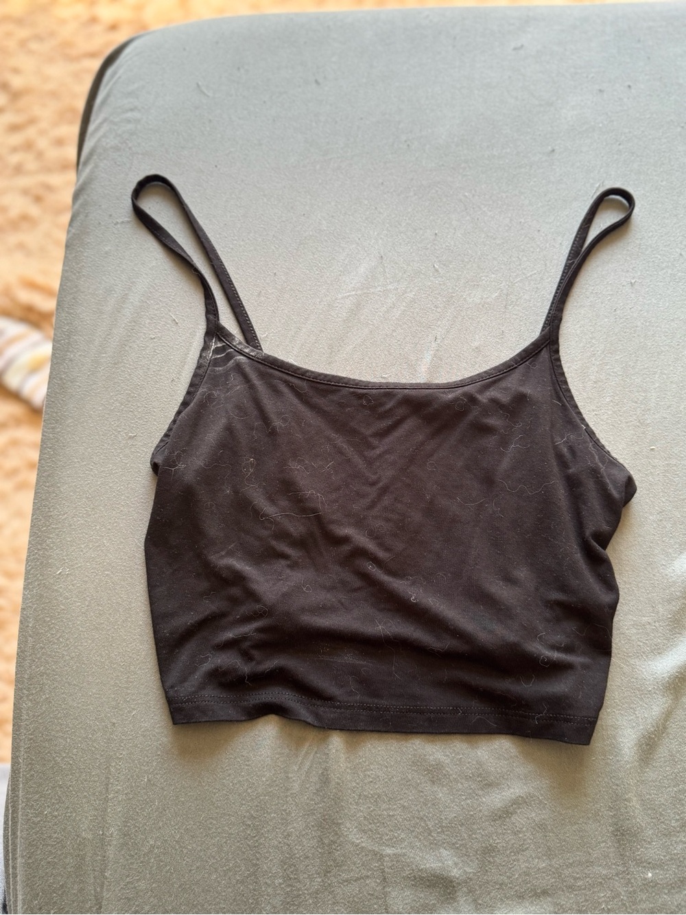 Women's Black Crop Tank Top with Spaghetti Straps